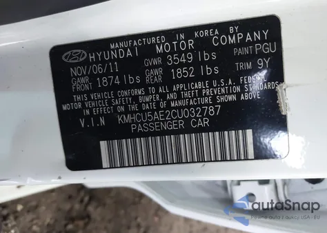2012 Hyundai Accent Se z USA, uszkodzony, nr VIN KMHCU5AE2CU032787